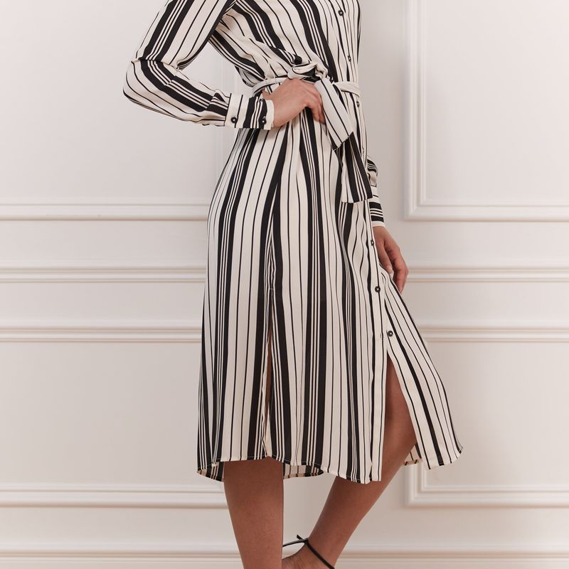 Striped button down dress with Belt