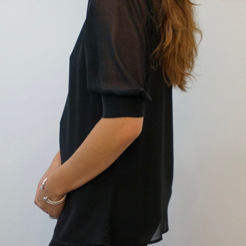 High Neck Short Sleeves Blouse