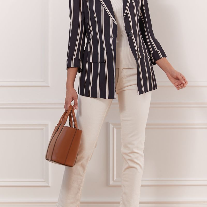 Striped Single Button Jacket