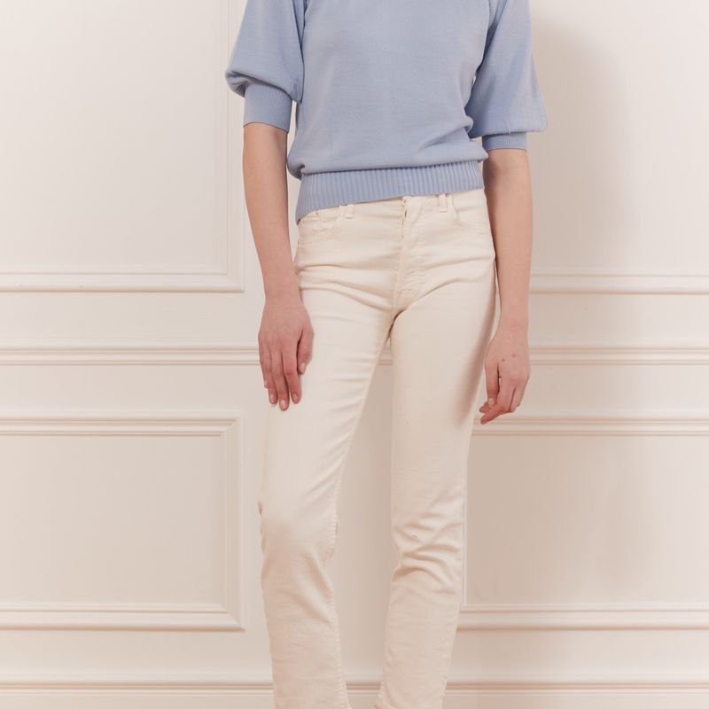 Sweater with gigot sleeve & mock neck