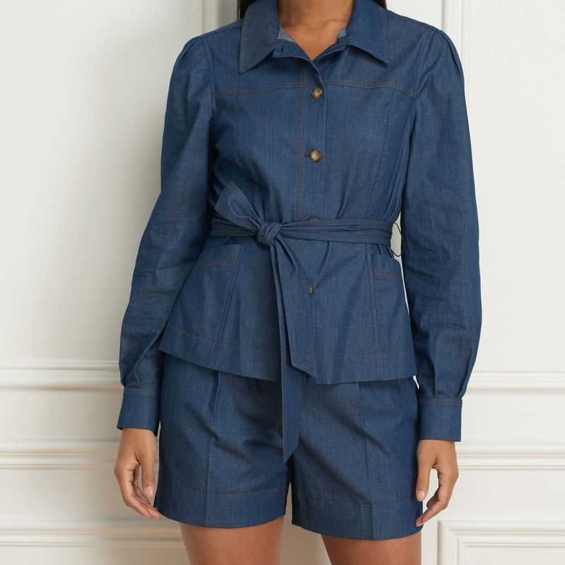 Shirt style jacket with removable belt