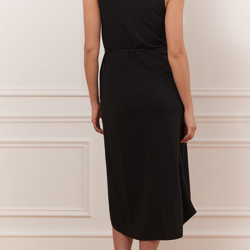 Matte Jersey Knotted Dress Wth Belt