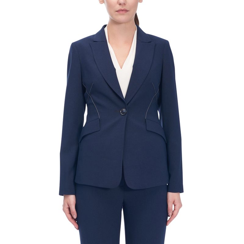 Single Button Jacket Wth Contrasting Topstitch