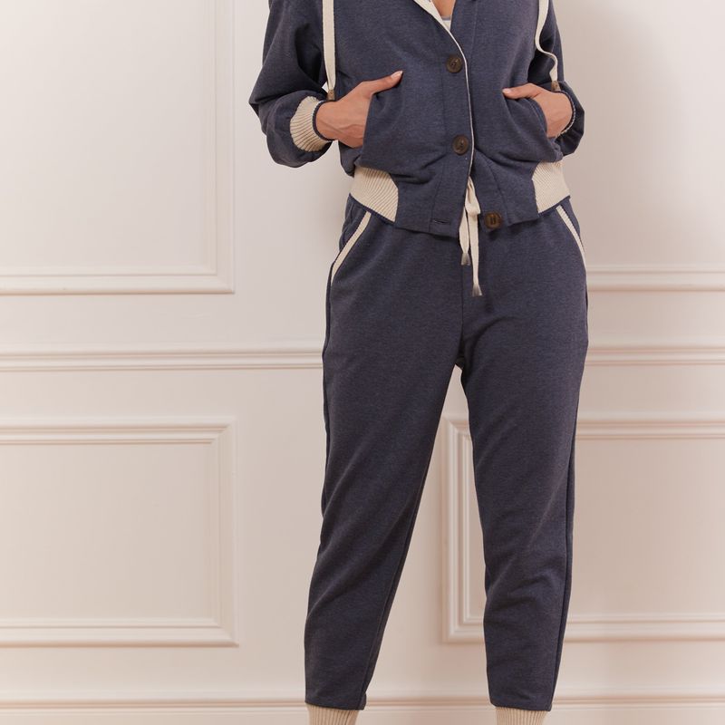 Button-up hoodie wtih rib band