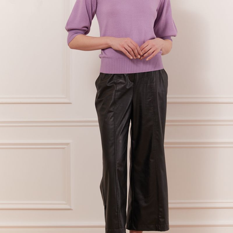 Sweater with gigot sleeve & mock neck