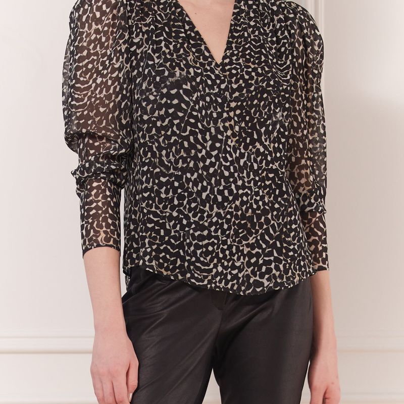 Blouse imprimée en V manche gigot