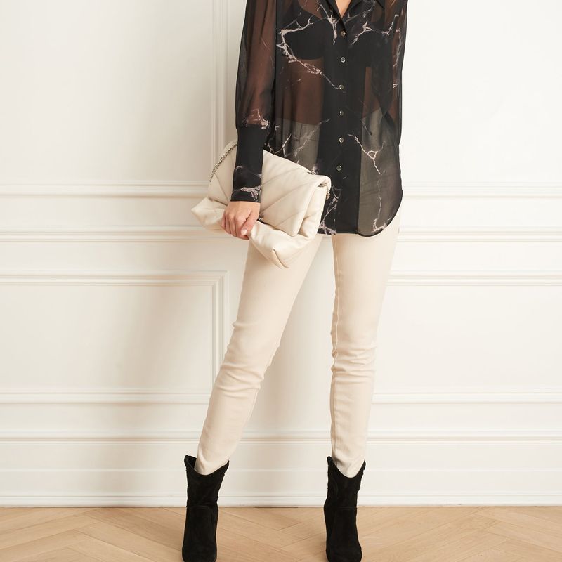Marble Print Long Sleeves Blouse