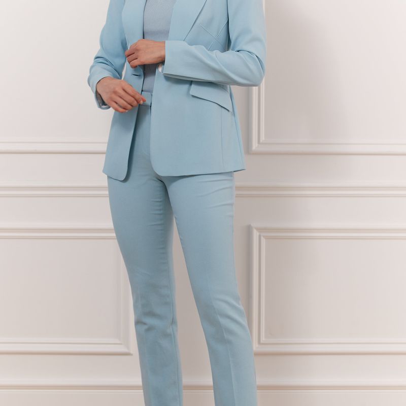 Single Button Jacket Wth Contrasting Topstitch