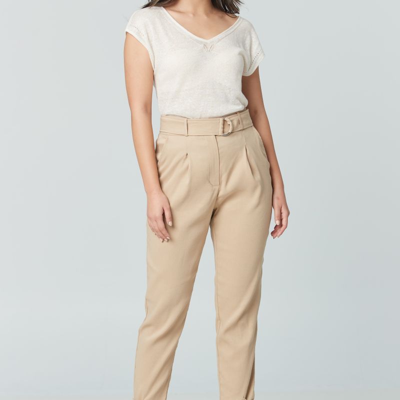 Pantalon fuseau à plis