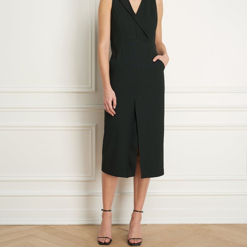 Power dress wth assymetrical lapel