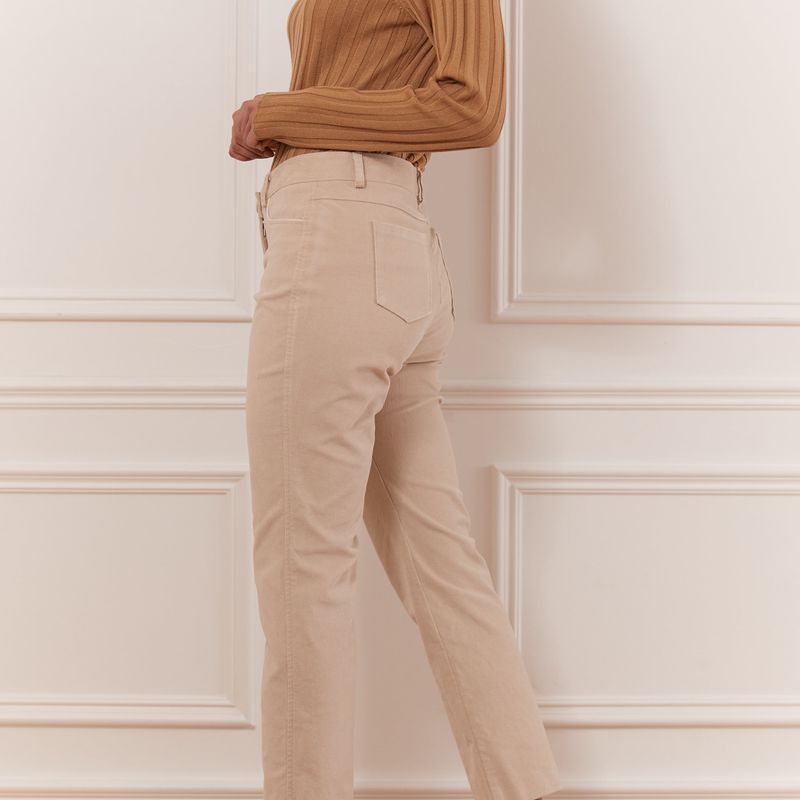 Straight leg crop pant faux suede insert