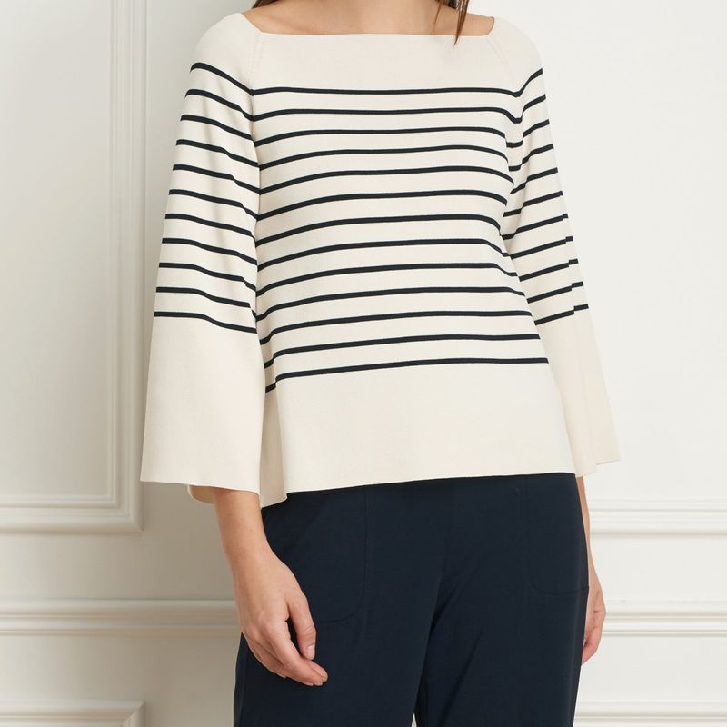 Striped boatneck Viscose rib knit