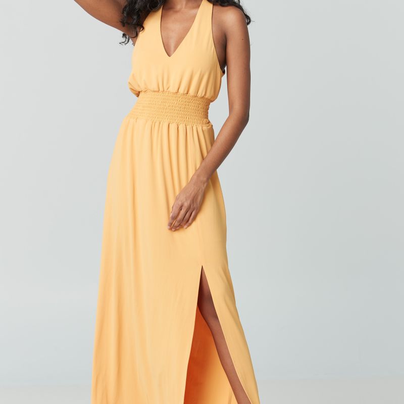 Robe maxi taille froncée