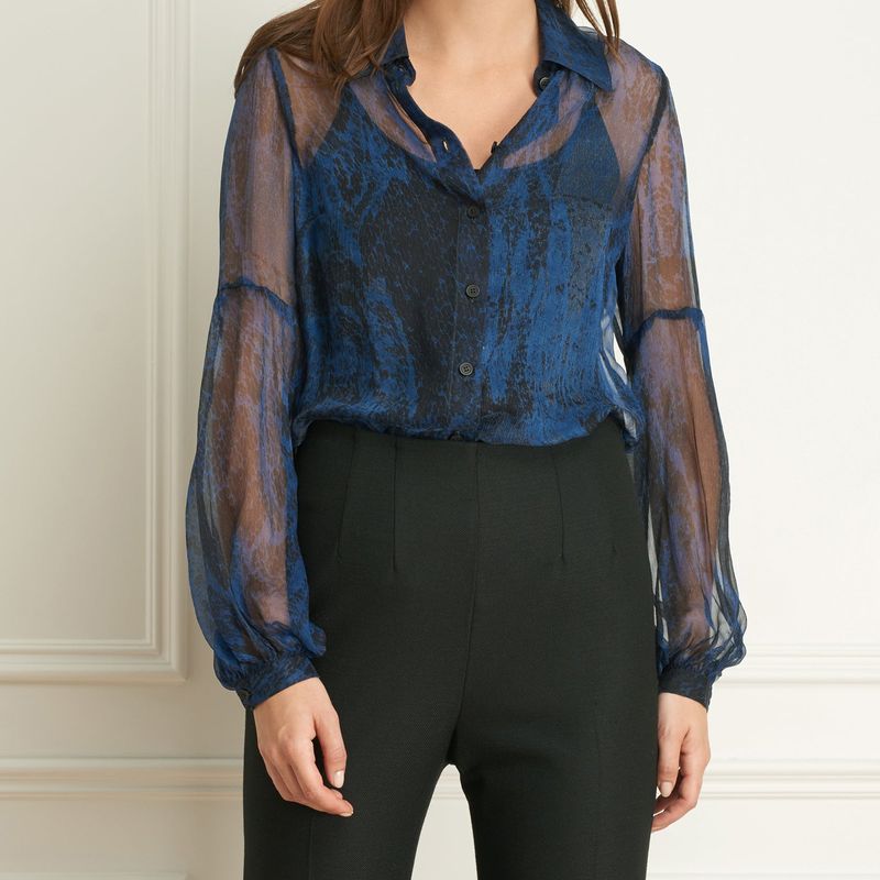 Blouse imprimée à manches bouffantes