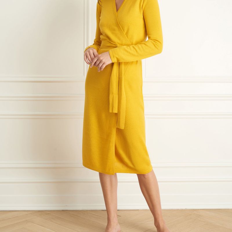 Merino Blend Wrap Dress
