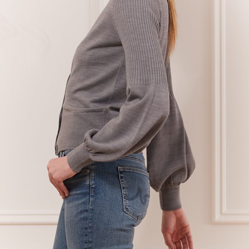 Cardigan court manche demi bouffante