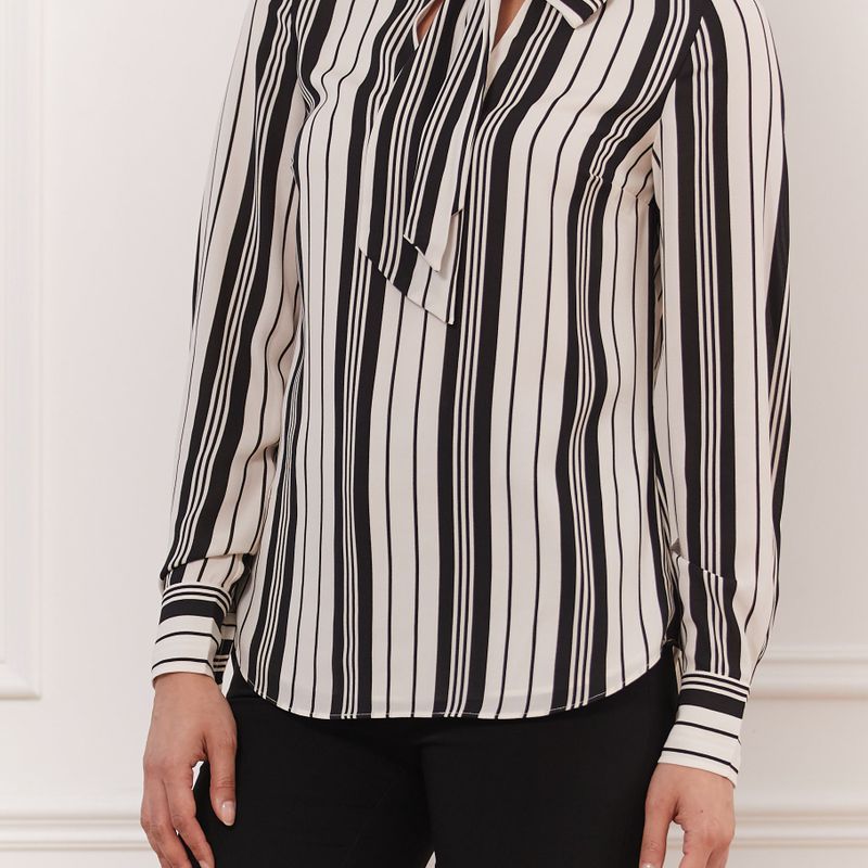 Striped Blouse Wth Scarf