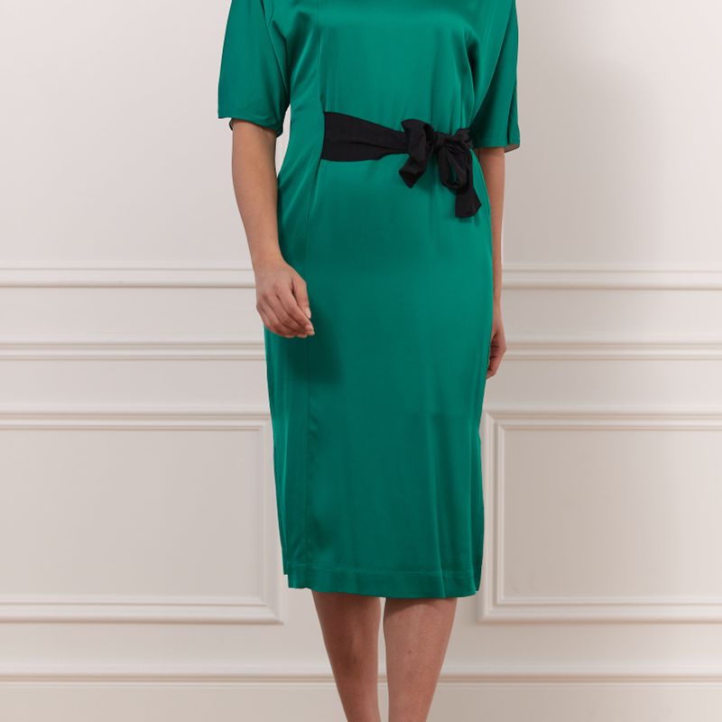 Jade dress with gros grains belt