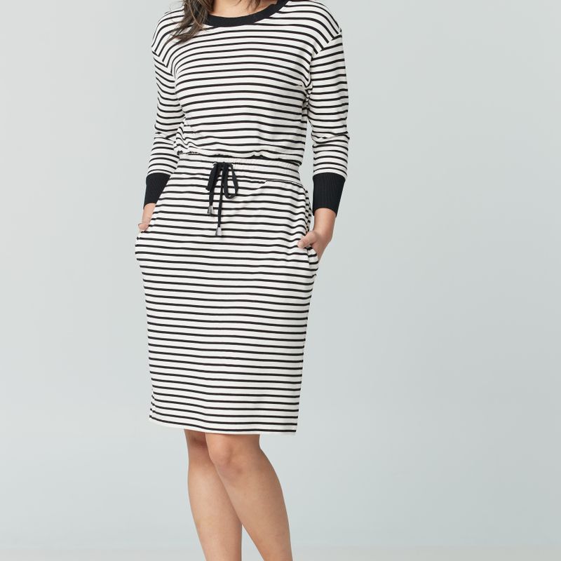 Robe avec bande contrastante & taille élastique