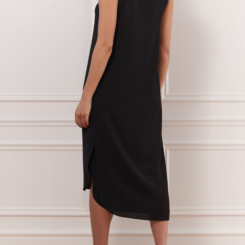 Soft Crinkle Sleeveless Dress Wth Chiffon Detail