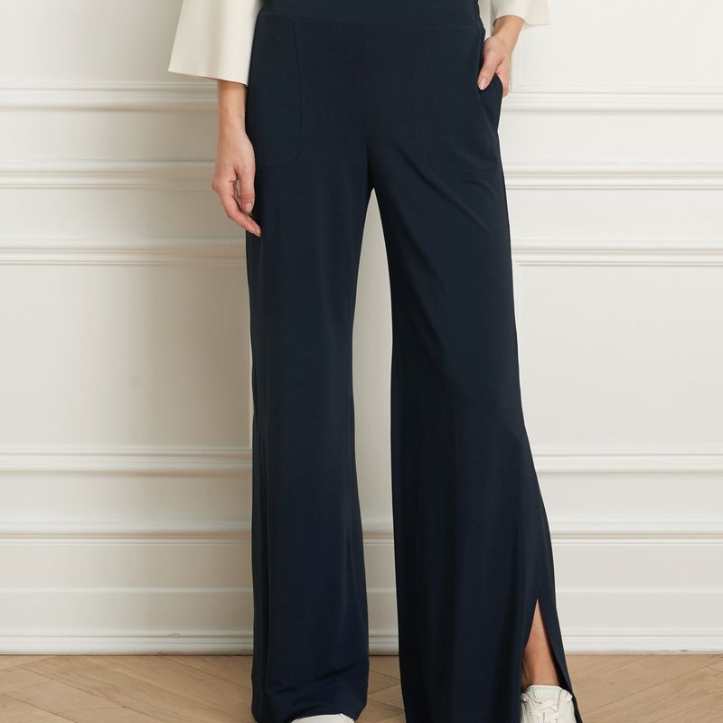 Wide leg pant wth side slit