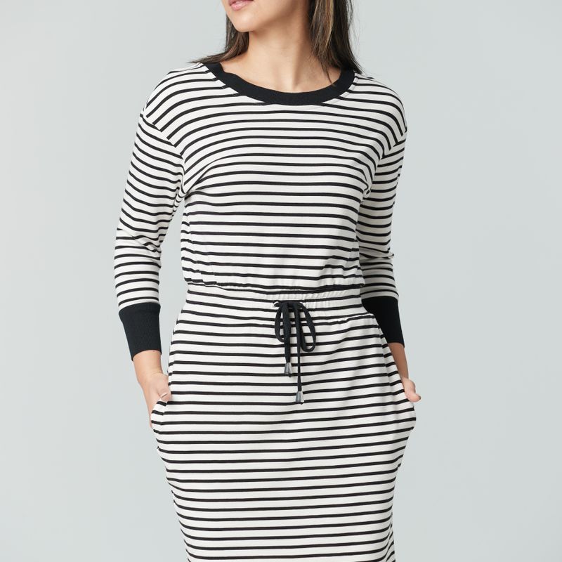 Robe avec bande contrastante & taille élastique