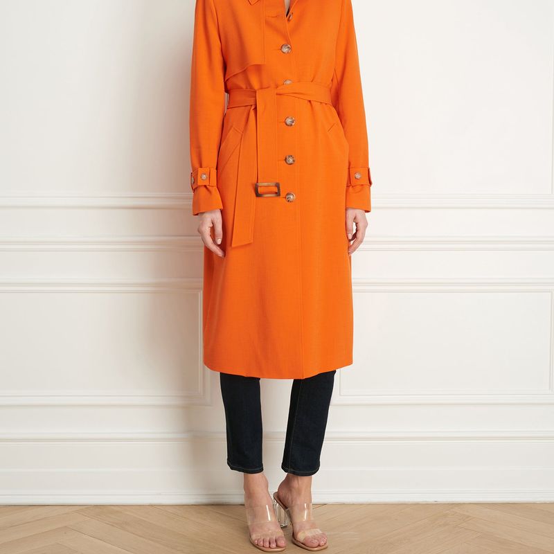 Spring coat with shoulder flap