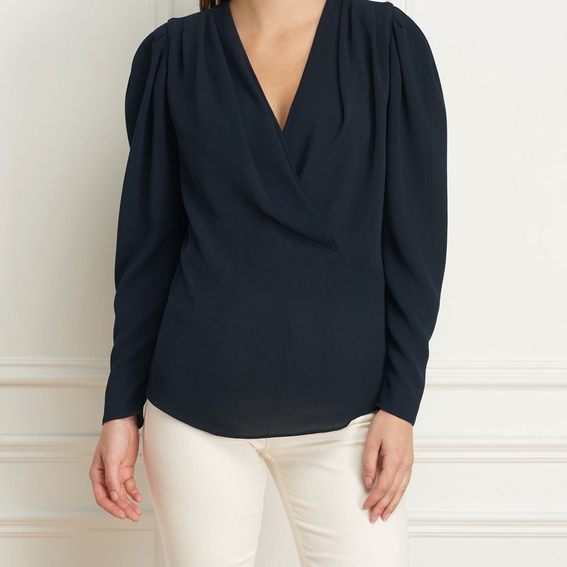 Long sleeves wrap blouse
