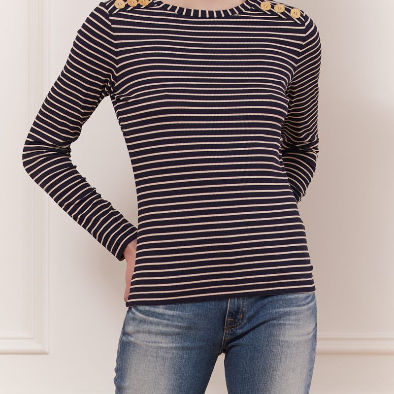 Haut crew neck avec boutons épaule