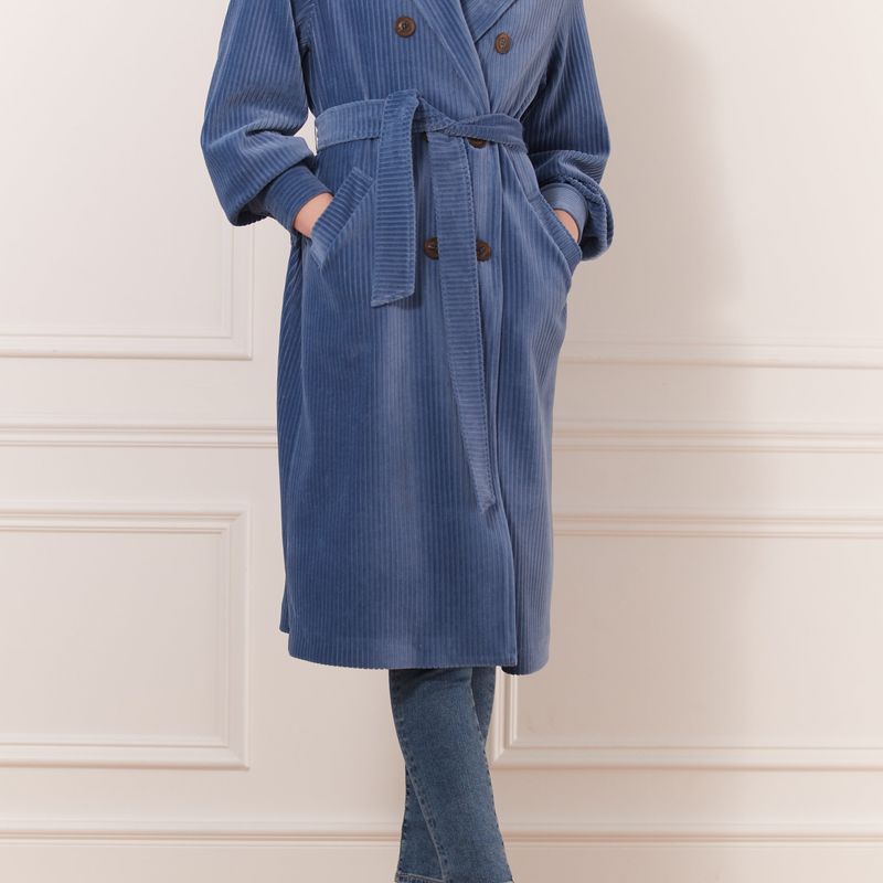 Manteau en velours côtelé à manches bouffantes