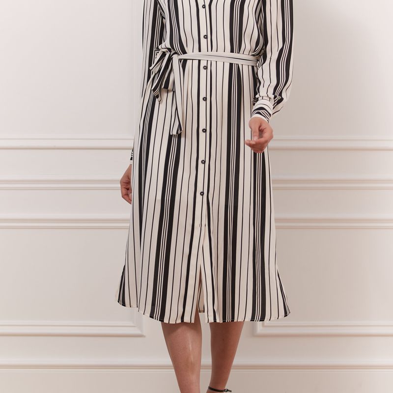 Striped button down dress with Belt