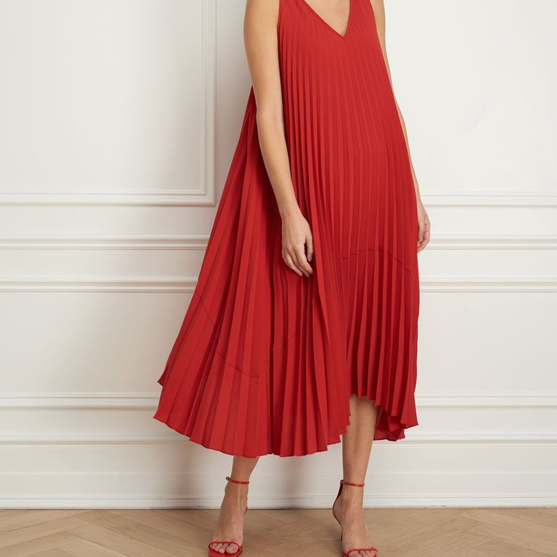 Pleated reversible maxi dress