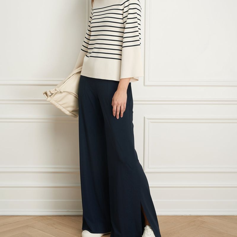 Striped boatneck Viscose rib knit