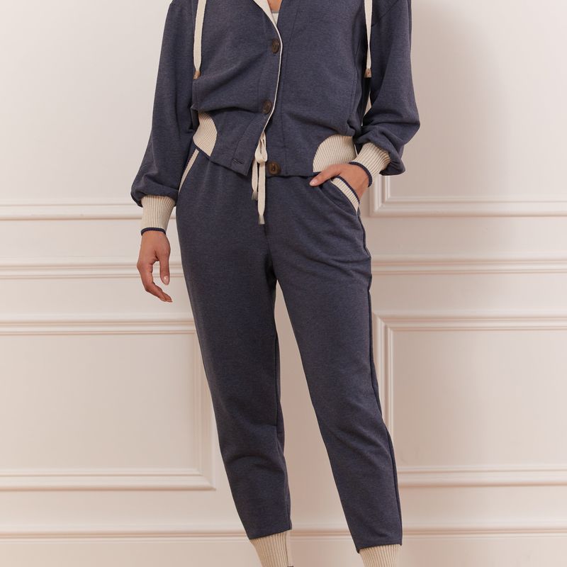 Button-up hoodie wtih rib band