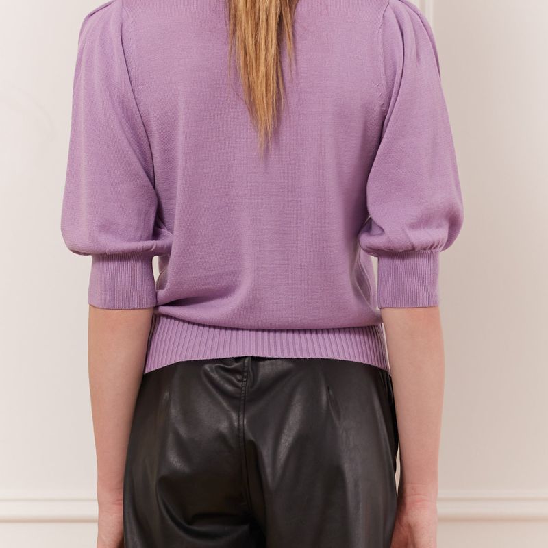 Sweater with gigot sleeve & mock neck