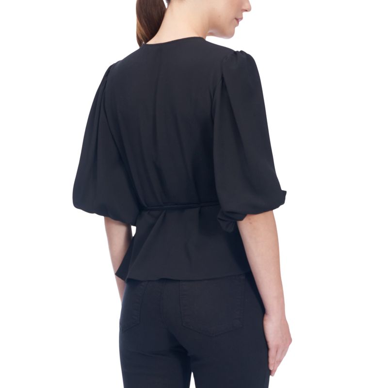Criss-cross blouse wth bishop sleeve