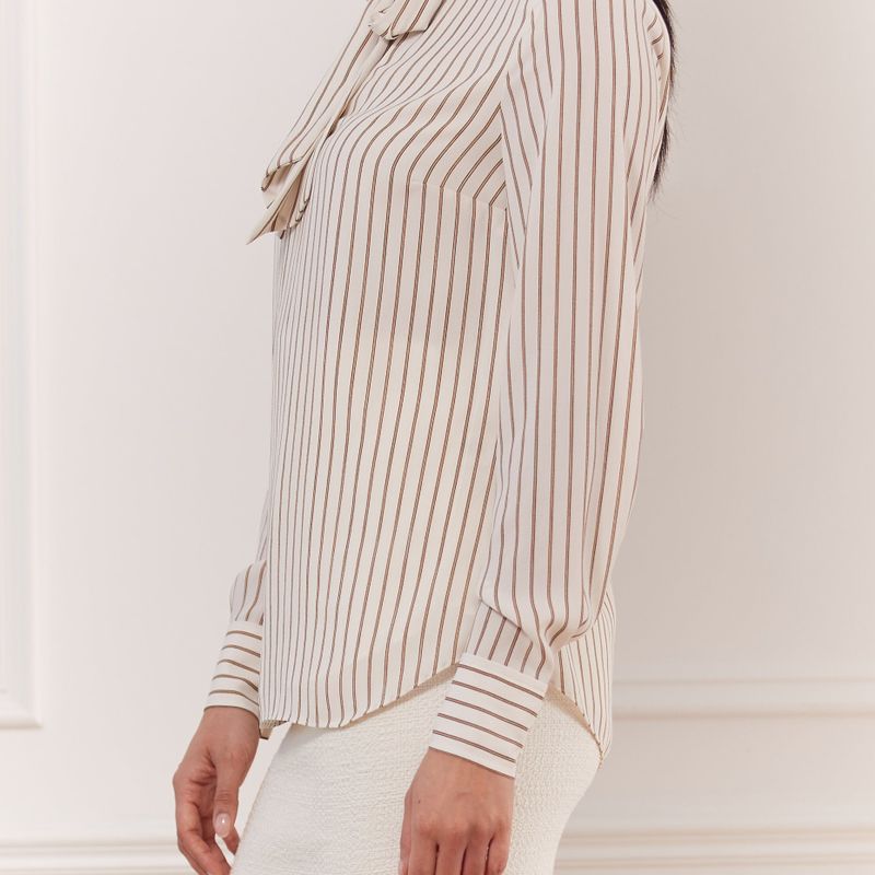 Pin Stripe Blouse With Tie