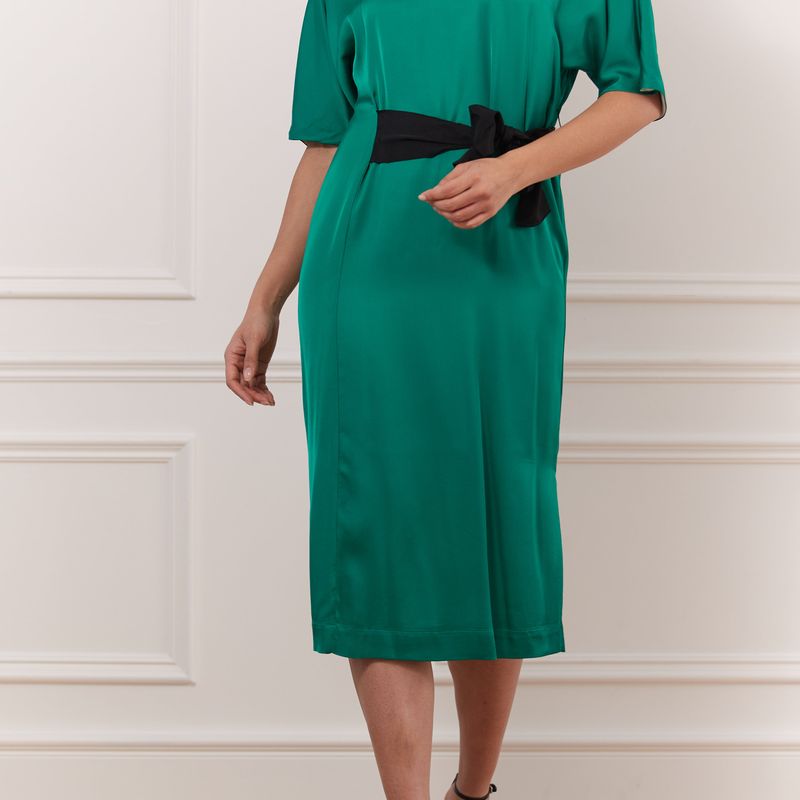 Jade dress with gros grains belt