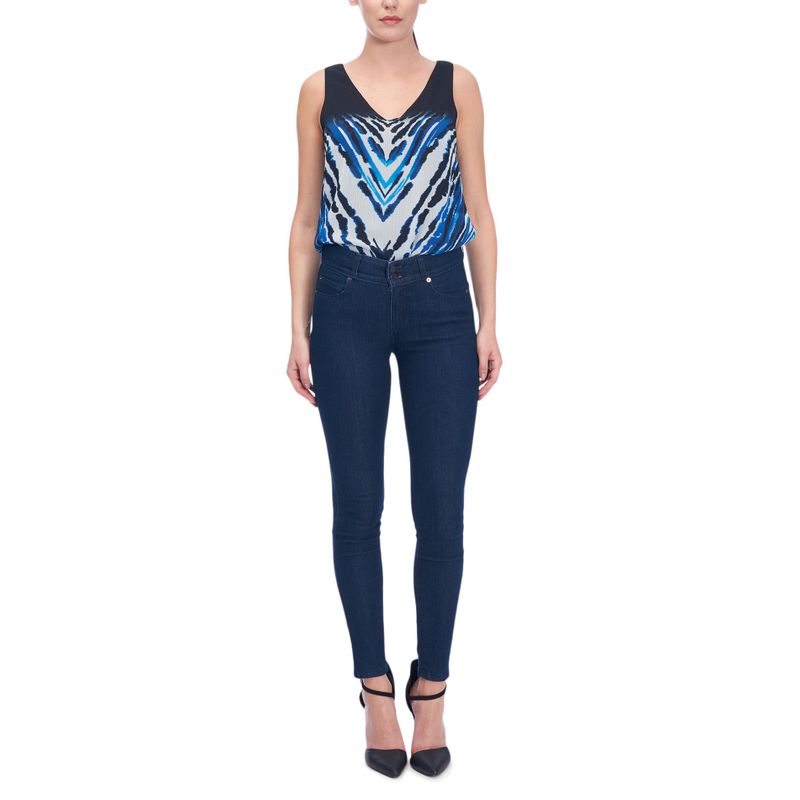 Azure Print Sleeveless V Neck Top