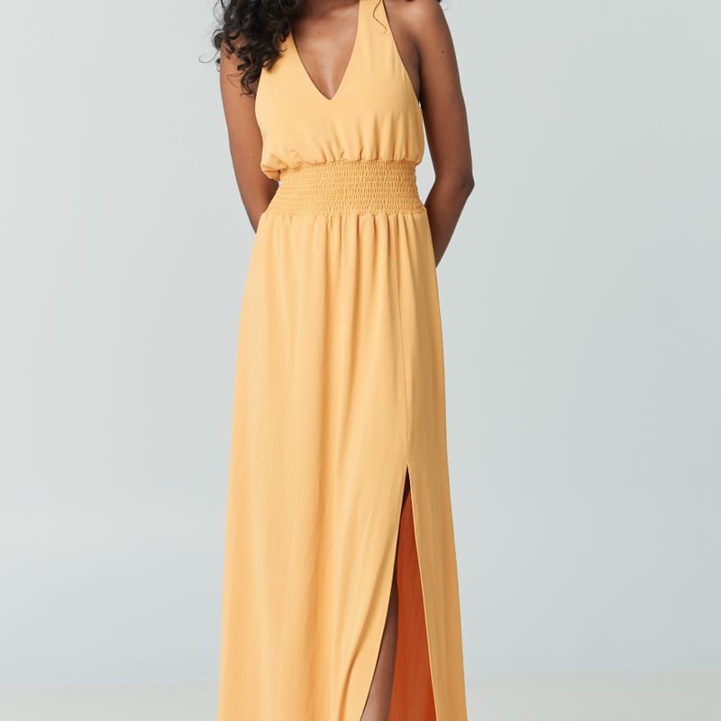 Robe maxi taille froncée