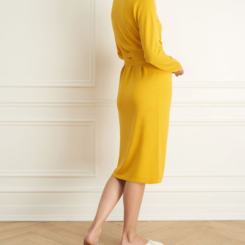 Merino Blend Wrap Dress
