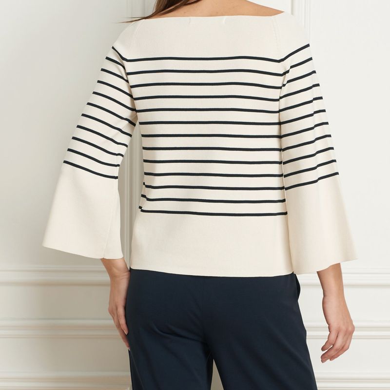 Striped boatneck Viscose rib knit
