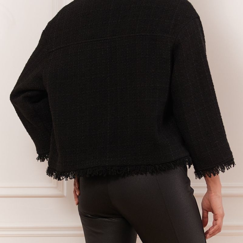 Jacket court en Tweed sans col