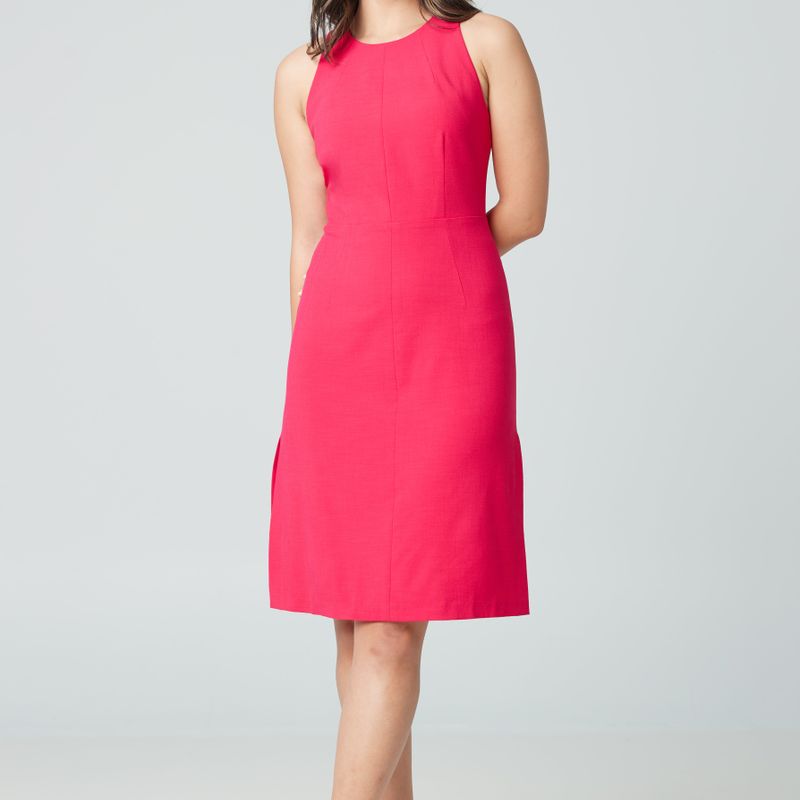 Robe sans manche avec fente en cascade