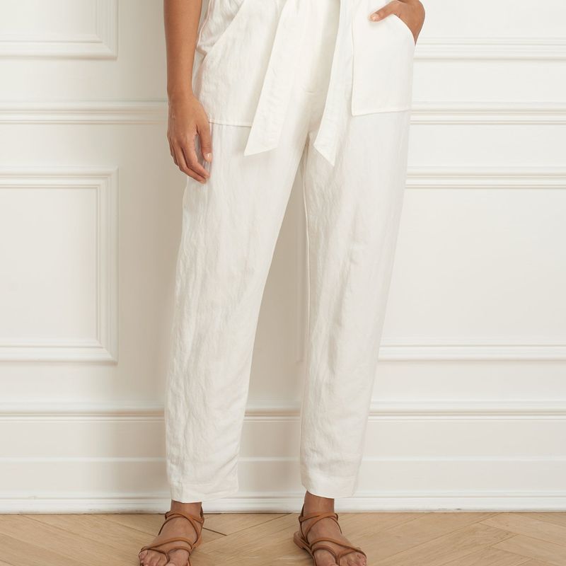 Paper bag pant wth patch pocket