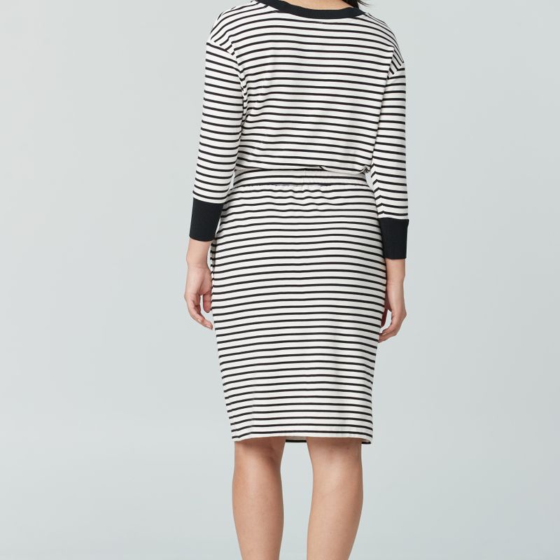 Robe avec bande contrastante & taille élastique