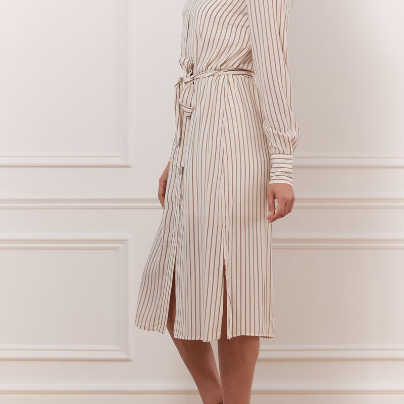 Pin Stripe Dress Wth Belt