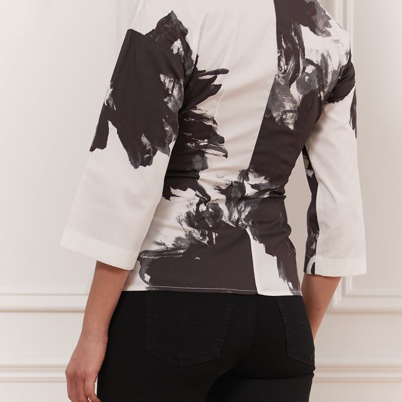 Printed Blouse With Knotted Waist