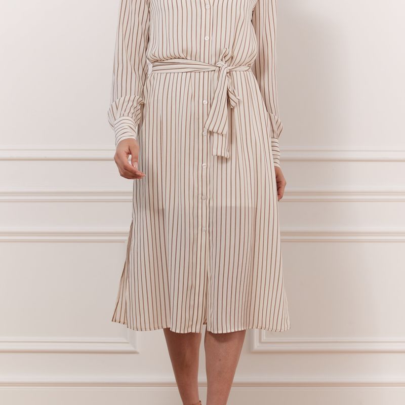 Pin Stripe Dress Wth Belt
