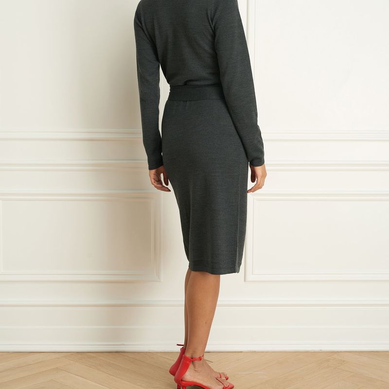 Merino Blend Wrap Dress